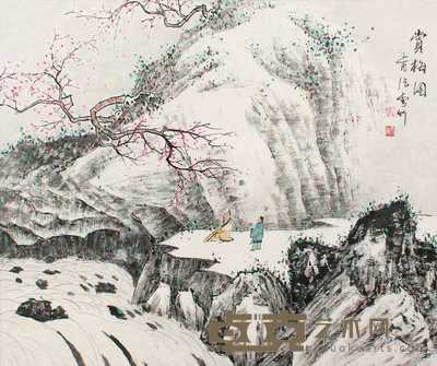 张雪竹 赏梅图 镜心 44.5×51cm